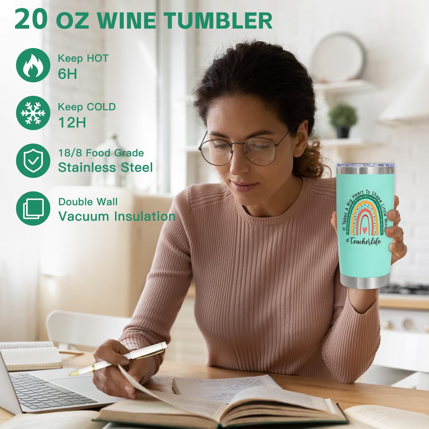 Thumbnail 1 de UAREHIBY 20 OZ Teacher’s Tumbler Gift Set with Accessories (Teacher Appreciation Gifts for Women)