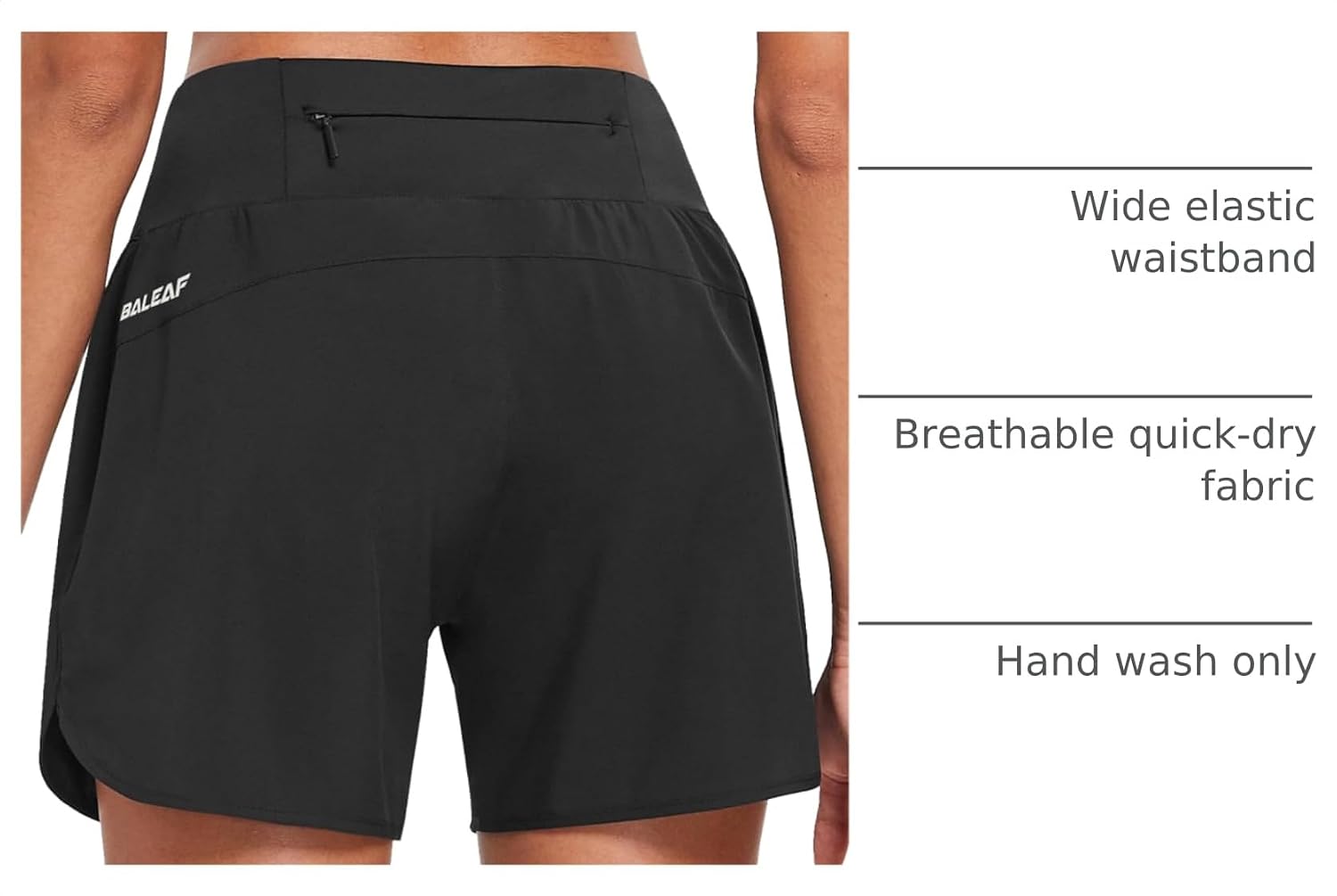Detalle 2 de baleaf Women’s 5" Workout Shorts with Liner, High Waist & Zipper Pockets