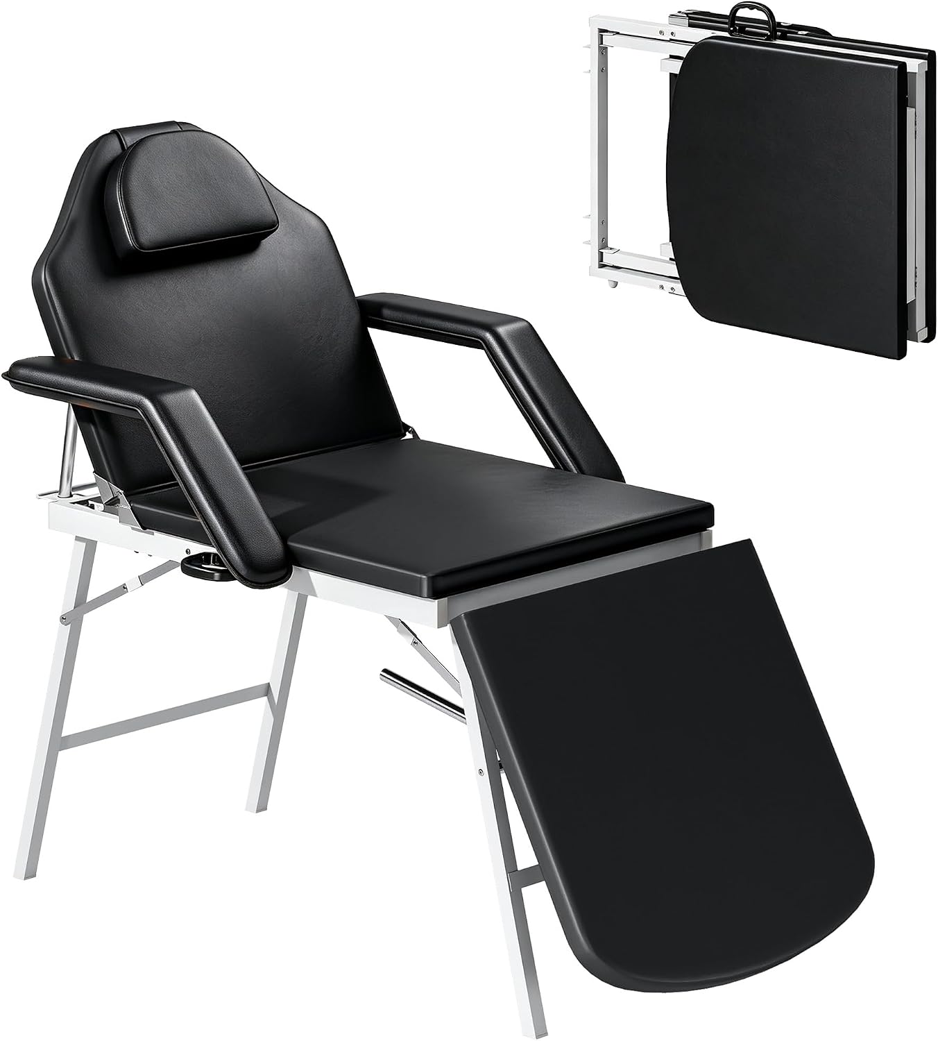 Detalle de HOMCOM 503-028V00BK opvouwbare massagetafel, 3 zones, zwart