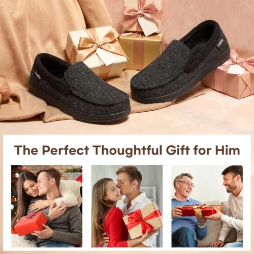 Thumbnail 6 de LongBay Mens Memory Foam Moccasin Slippers Plush Fleece
