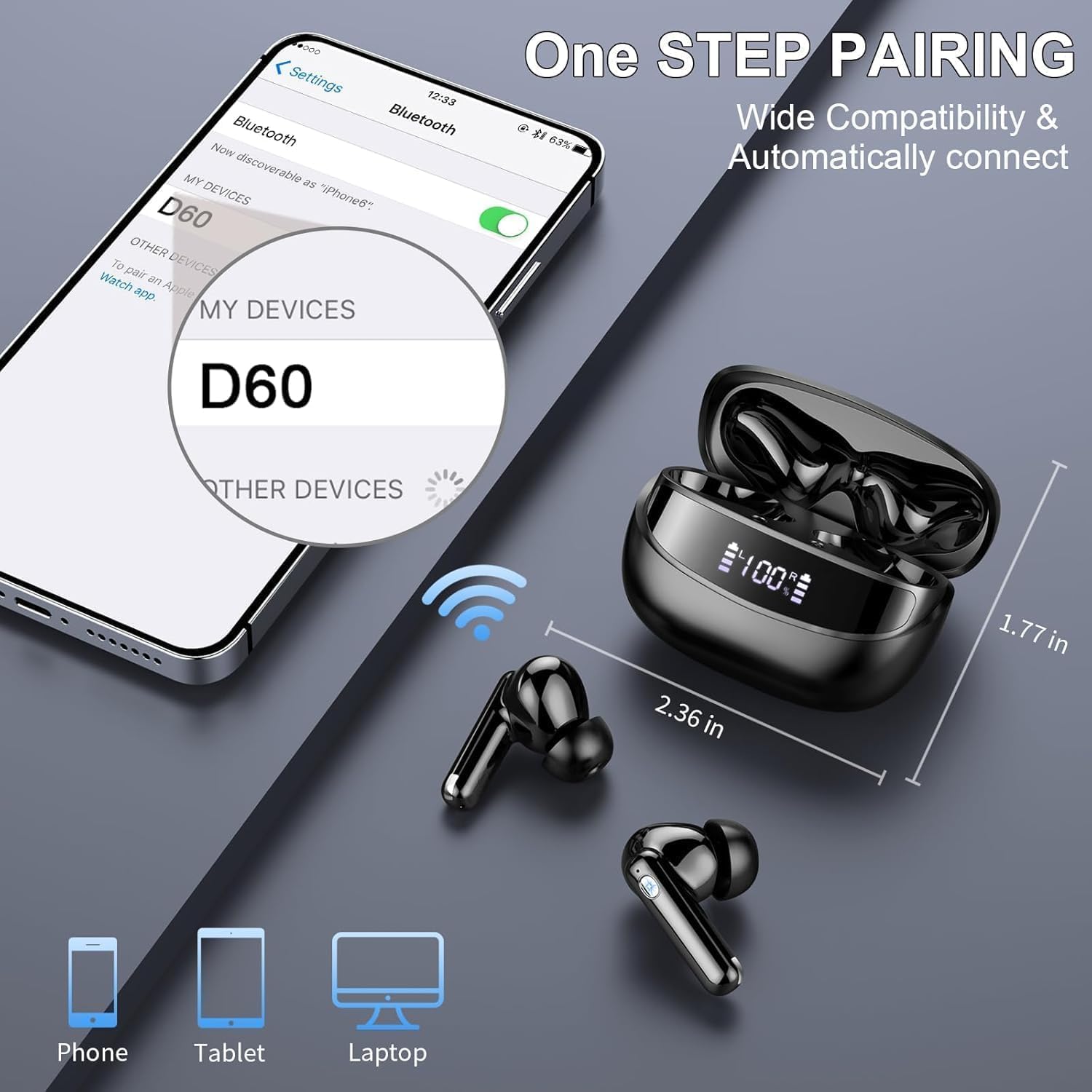 Thumbnail 3 de Wireless Earbuds Bluetooth Headphone 5.4