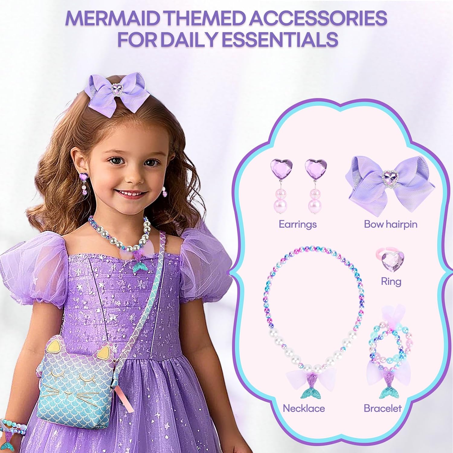 Thumbnail 4 de mibasies Little Girls Cat Purse Dress-Up Jewelry Set for Pretend Play