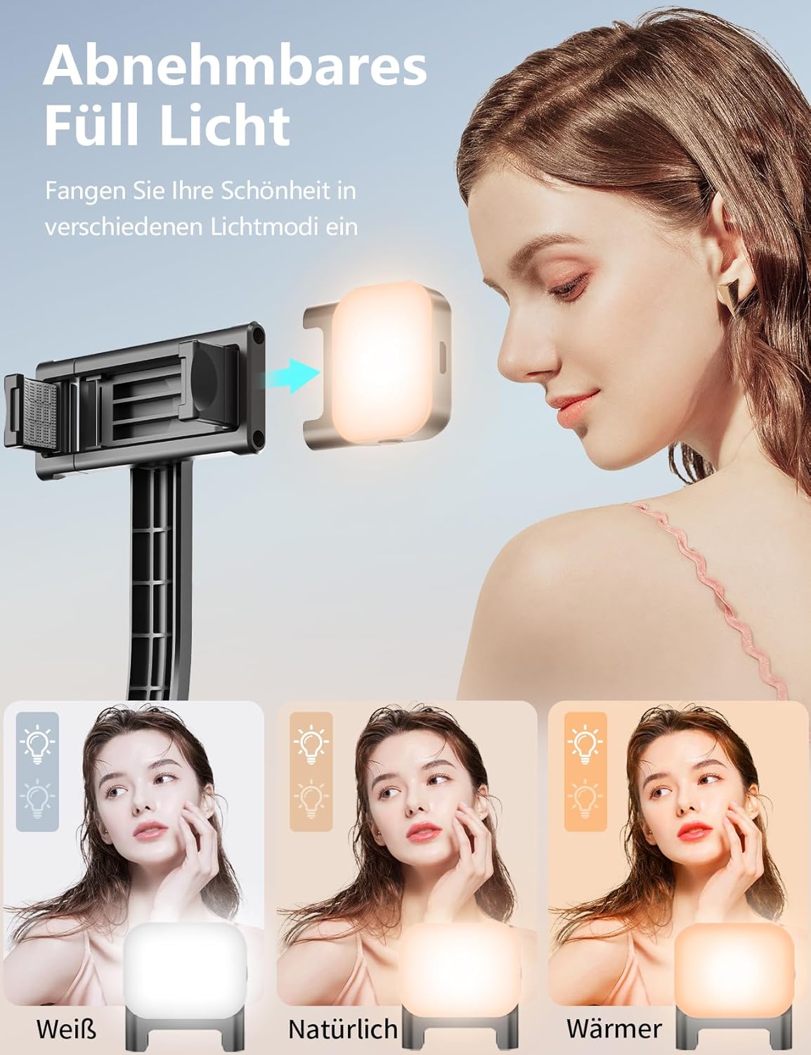 Detalle 2 de Selfie Stick 106 cm mit Fülllicht
