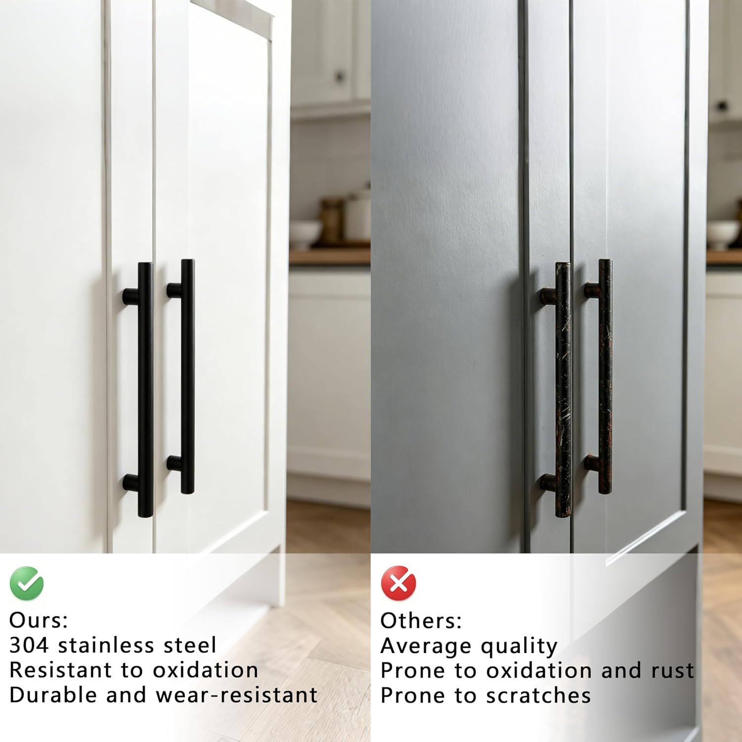 Detalle 2 de AITODOS TA GMBS-20 Kitchen Cupboard Handles, Matte Black Stainless Steel, 128mm Centres