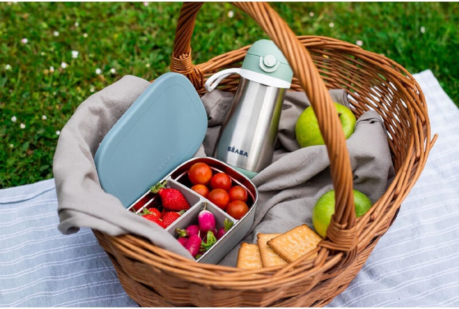 Thumbnail 5 de Béaba Lunchbox infantil de acero inoxidable 🥪 760 ml, gris/Azul