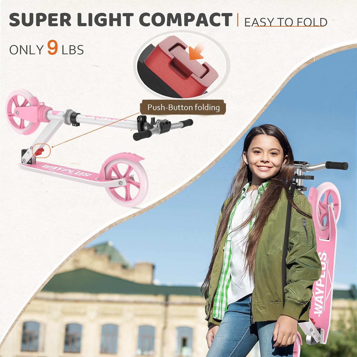 Thumbnail 1 de WAYPLUS Scooter for Kids: 4-Level Height Adjustable, Lean-to-Steer, 200mm Wheels and 108kg Load
