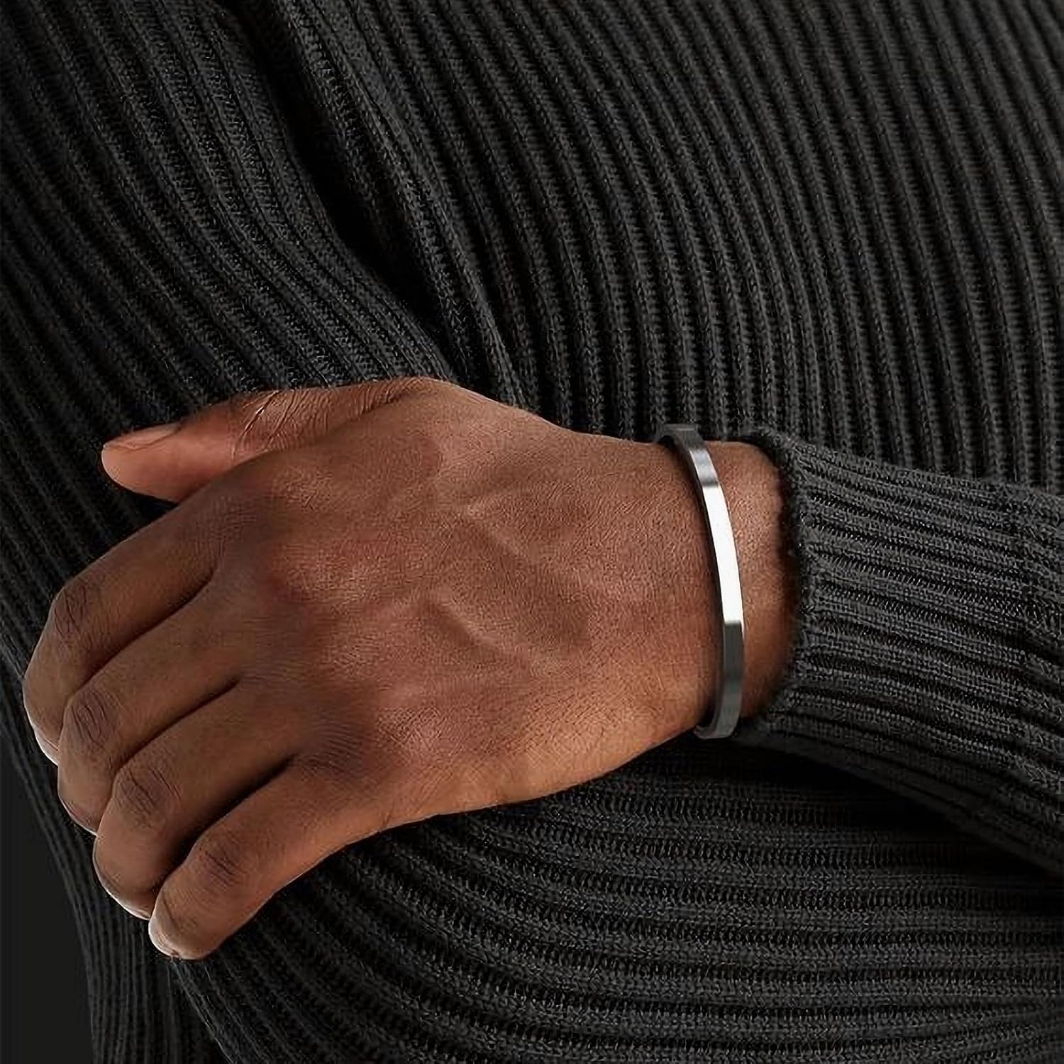 Detalle de Halora Silber Armband Herren 3er Set Edelstahl