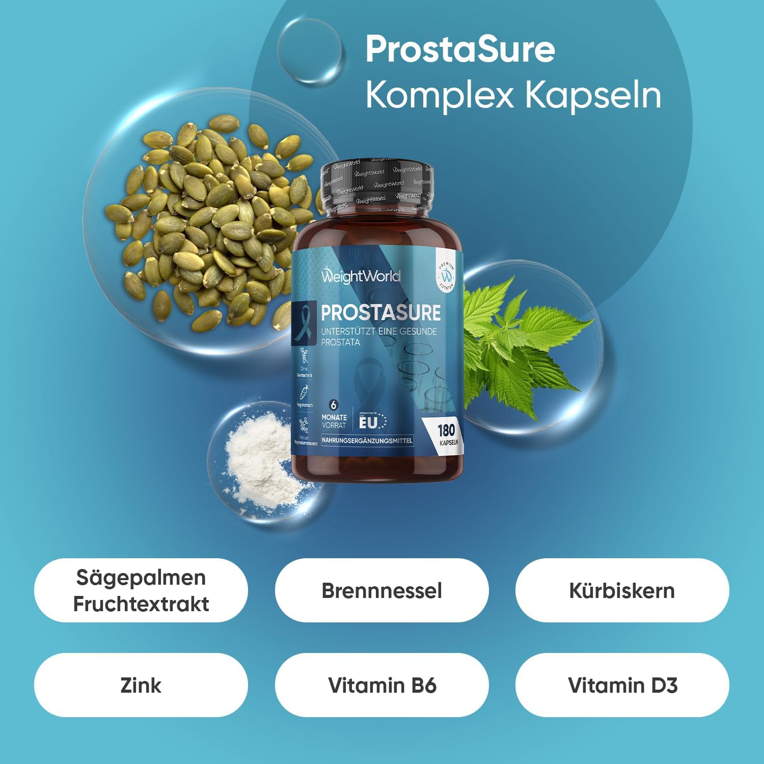 Detalle de Prostata Komplex Kapseln von WeightWorld – 1 Kapsel täglich, 180 Stück (6 Monate)