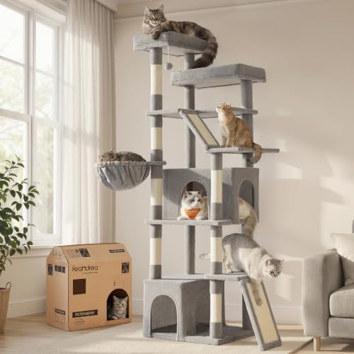 Thumbnail 1 de Feandrea Arbre à Chat Haut 184,5 cm – Tour de Jeux Robuste, Multi-Niveaux pour Chats de Toutes Tailles