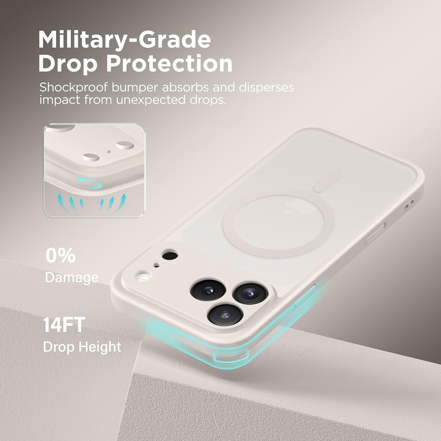 Detalle de CAPRARO JKTPK iPhone 17 Pro Max Case, MagSafe, Full Camera Protection, Stone