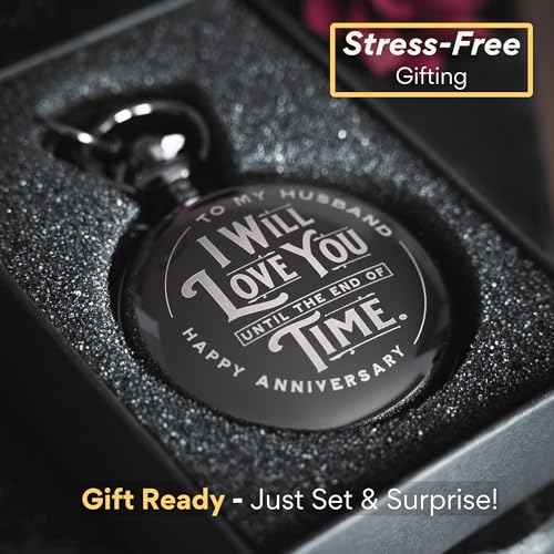 Detalle de Red Dot Laser Engraving Anniversary Pocket Watch for Husband – Engraved Silver Stainless Steel