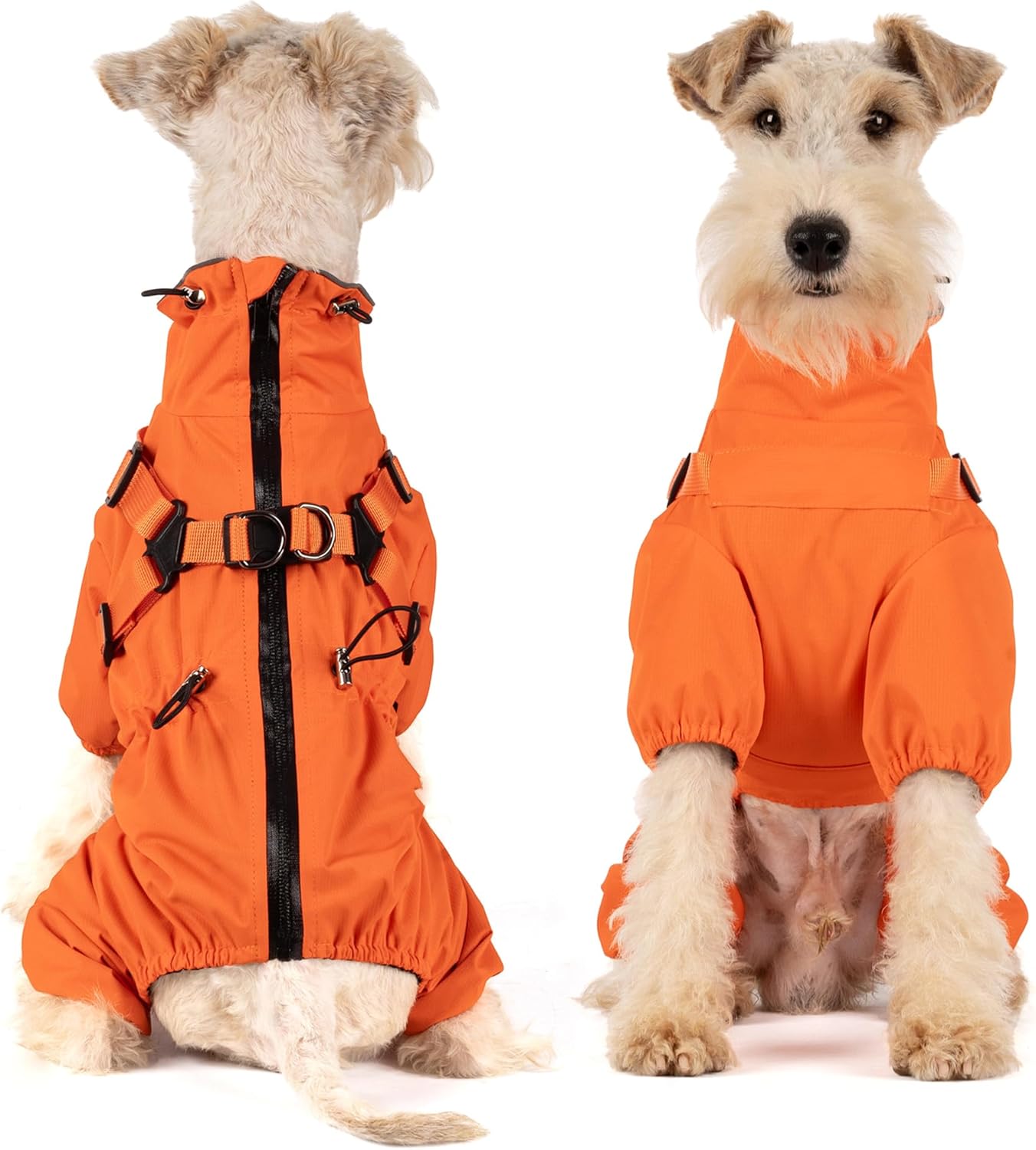 Detalle de Mile High Life Waterproof Dog Raincoat, XS Orange with Harness – Full Coverage & Reflective