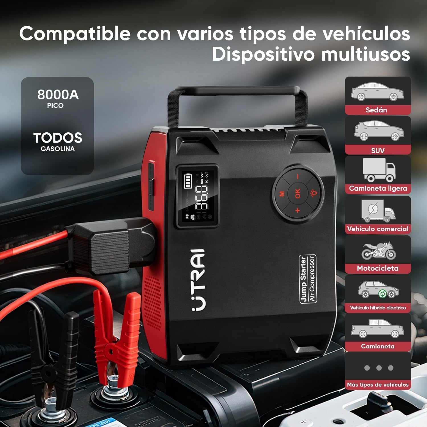 Detalle 2 de UTRAI 8000A Arrancador 27.000 mAh