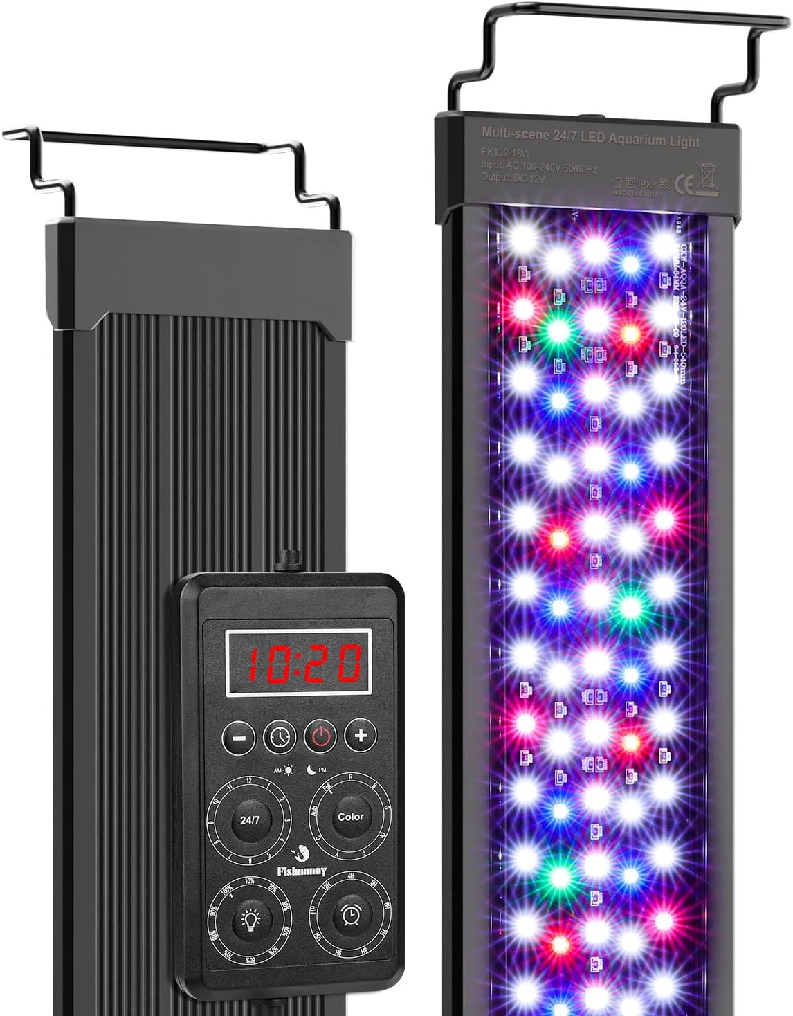 Fishnanny Fish Tank Light with 24/7 Mode: RGB Full Spectrum LEDs for Aquariums