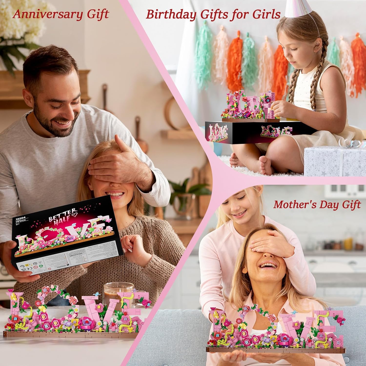 Thumbnail 5 de KOJAYHOL Lot de 791 jouets de construction en forme de cœur « LOVE » – kit DIY déco florale