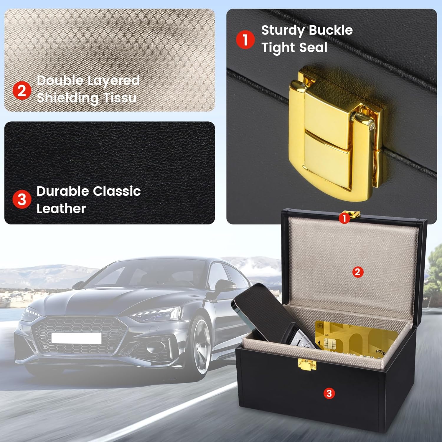 Thumbnail 4 de Bryze Faraday Box and Pouch 2 Pack: Dual-Layer RF Shield for Keyless Car Security