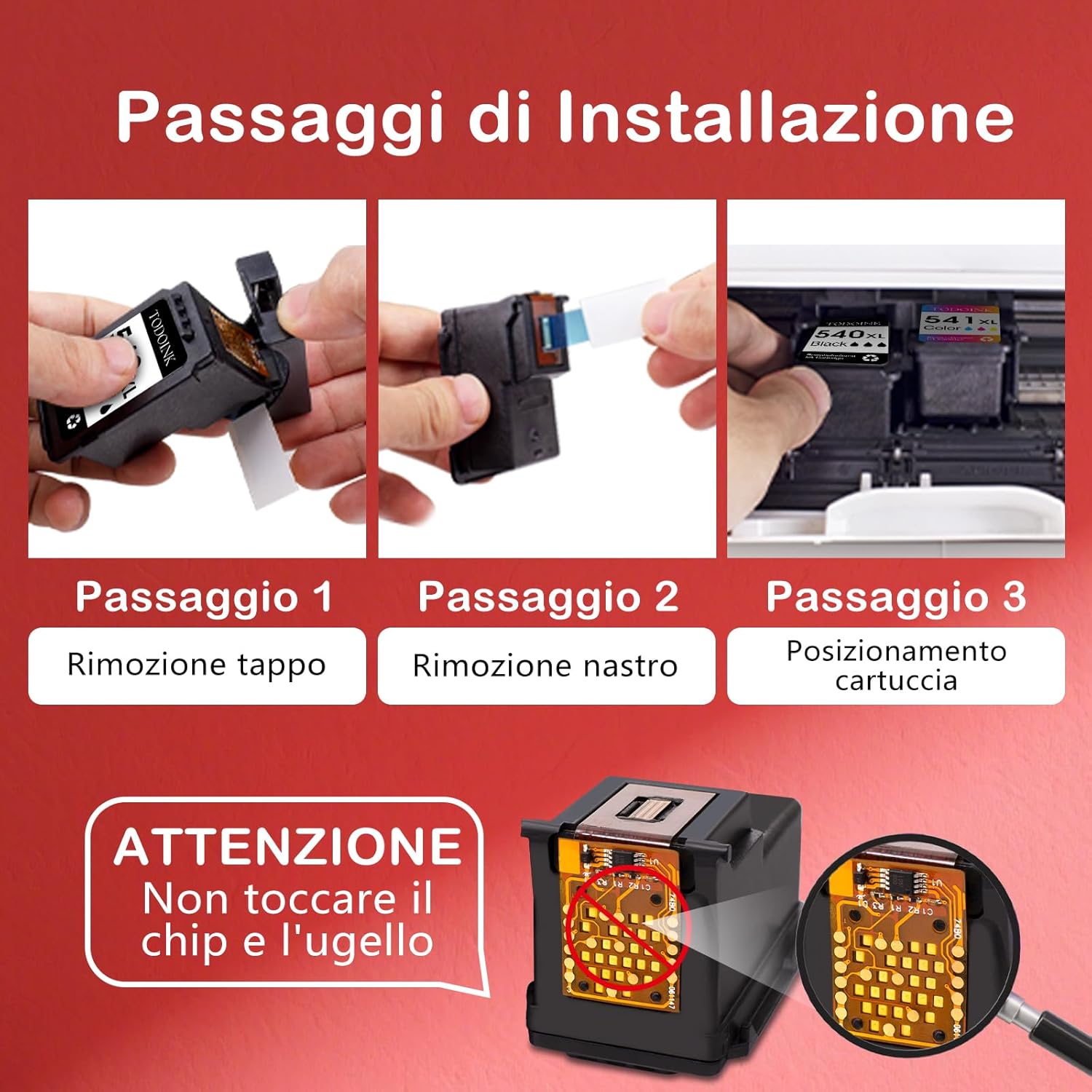 Detalle 2 de TODOINK PG540XL CL541XL Nero e Colore: Cartucce XL per Canon TS/ MG e MX (2 Pack)