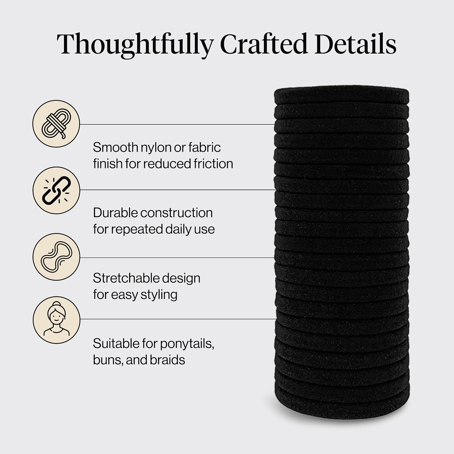 Detalle 2 de Kitsch Black Hair Ties 20pcs 🎀