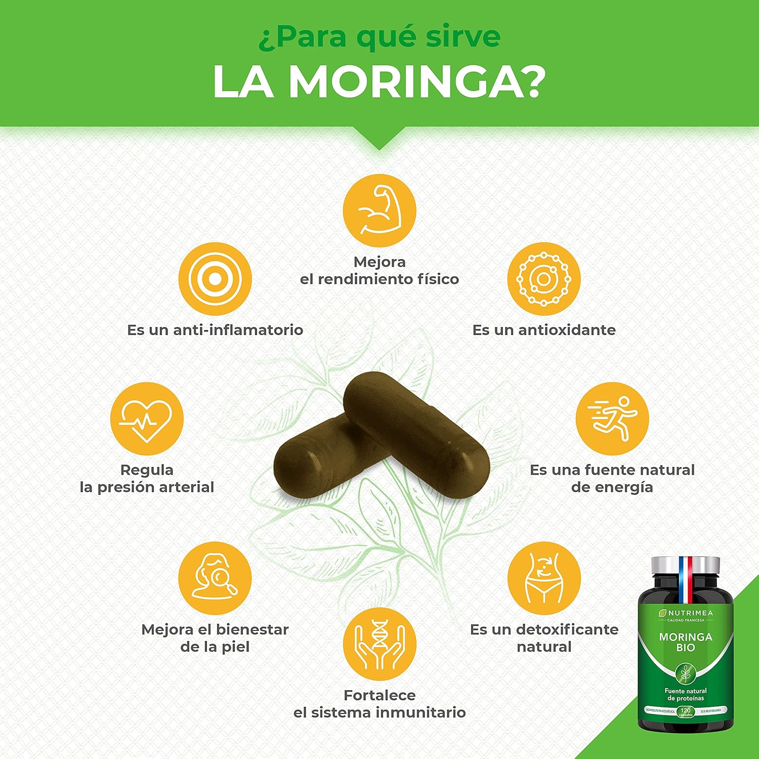 Detalle 2 de Moringa Oleifera Bio 120 Cápsulas