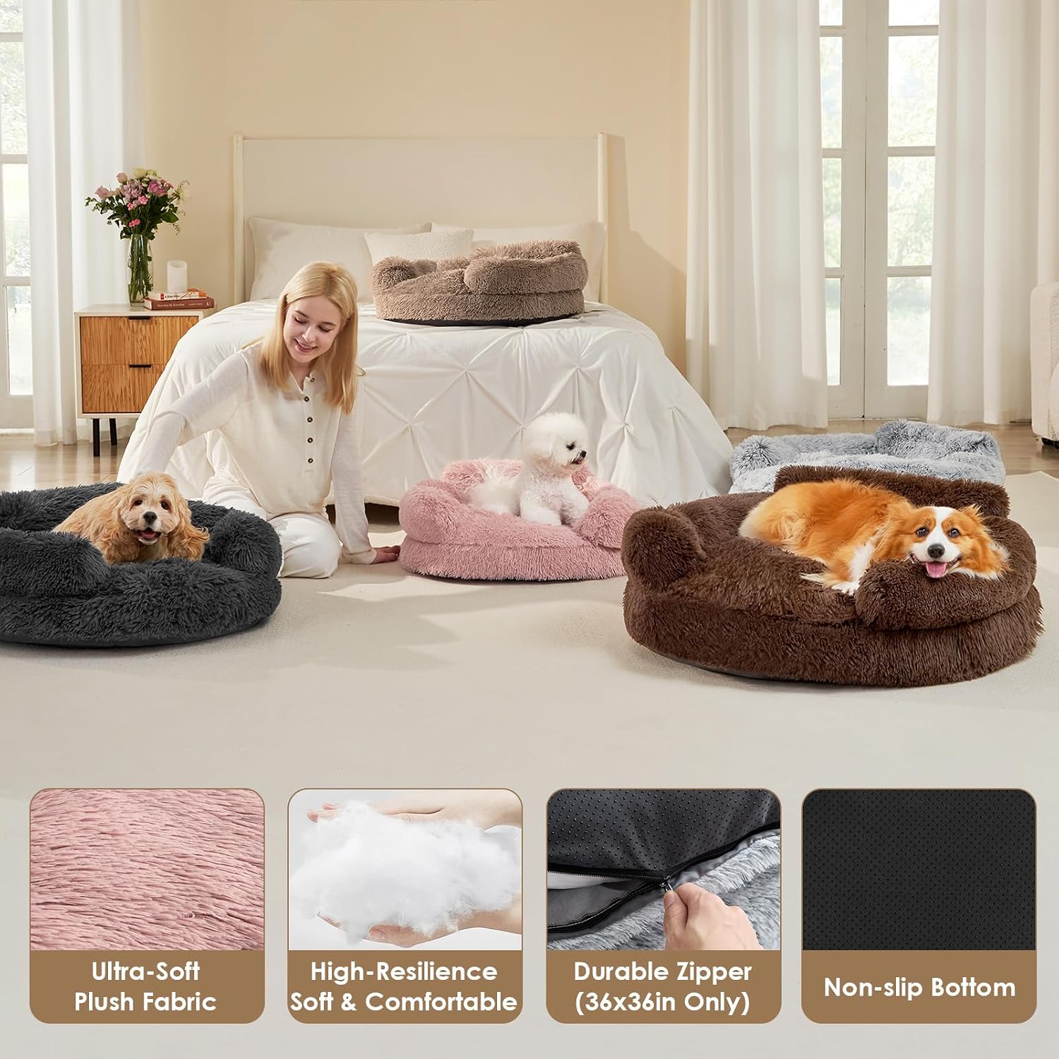 Thumbnail 6 de EHEYCIGA Donut Dog Bed, 20-Inch