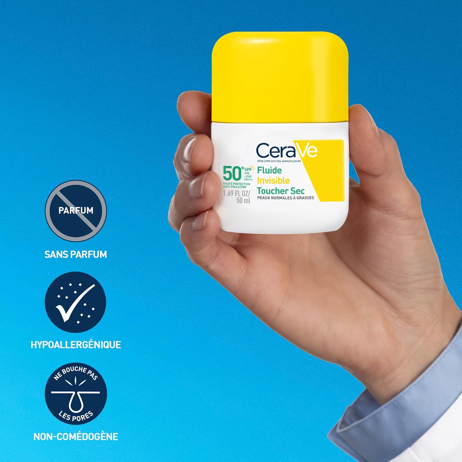 Thumbnail 6 de CeraVe Fluide Invisible Toucher Sec SPF 50+ — Protection 12h et fini matifiant pour le visage
