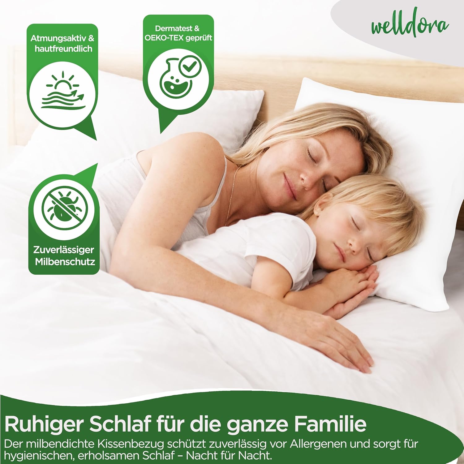 Thumbnail 4 de Welldora 2er-Set Milbenbezug Kissen 40x80