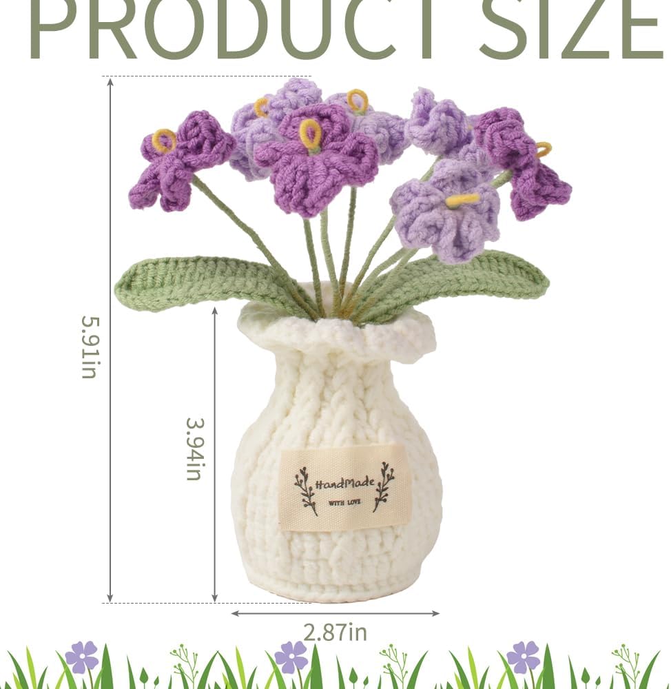 Thumbnail 6 de HAIOPS Haiops-Zhucl-283 Crochet Forget-Me-Not Flower Pot, Cotton-Wire Decor