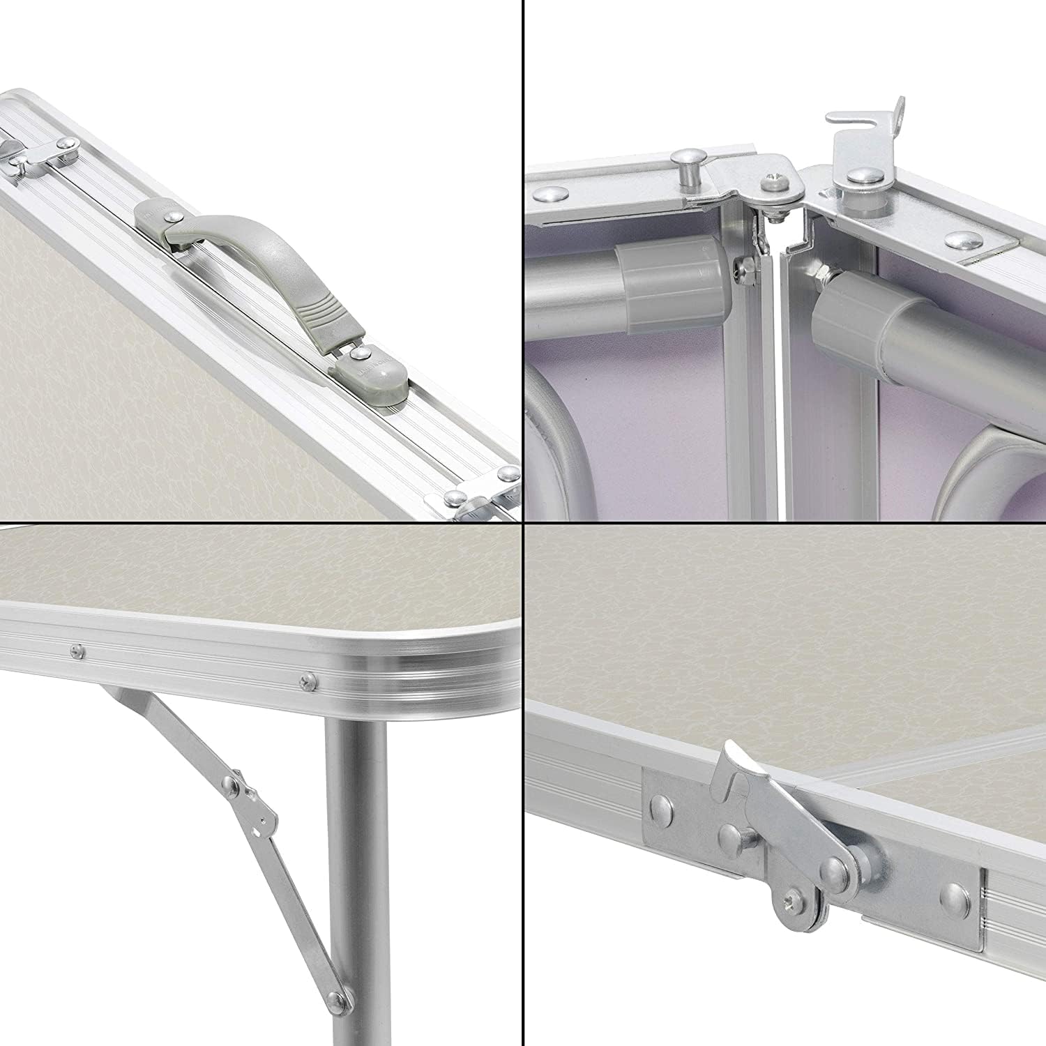 Thumbnail 4 de Table pliante multifonctionnelle réglable en hauteur (3 positions) – Table de camping, marché et tapisseries – Blanc