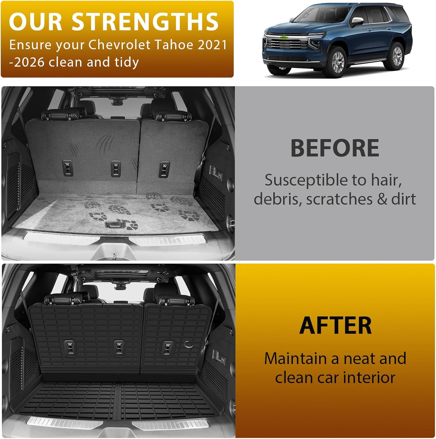 Thumbnail 6 de Powerty Custom Fit Floor Mats and Cargo Mat for Chevrolet Tahoe / GMC Yukon 7-Seat (2021–2026)
