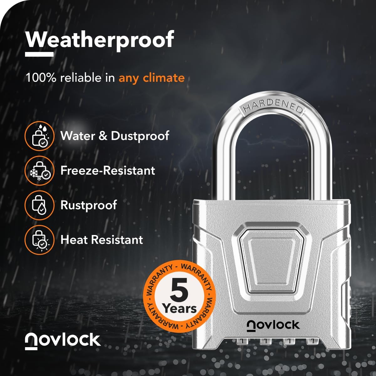 Detalle de NovLock Outdoor Combination Padlock, 0.31-Inch Shackle