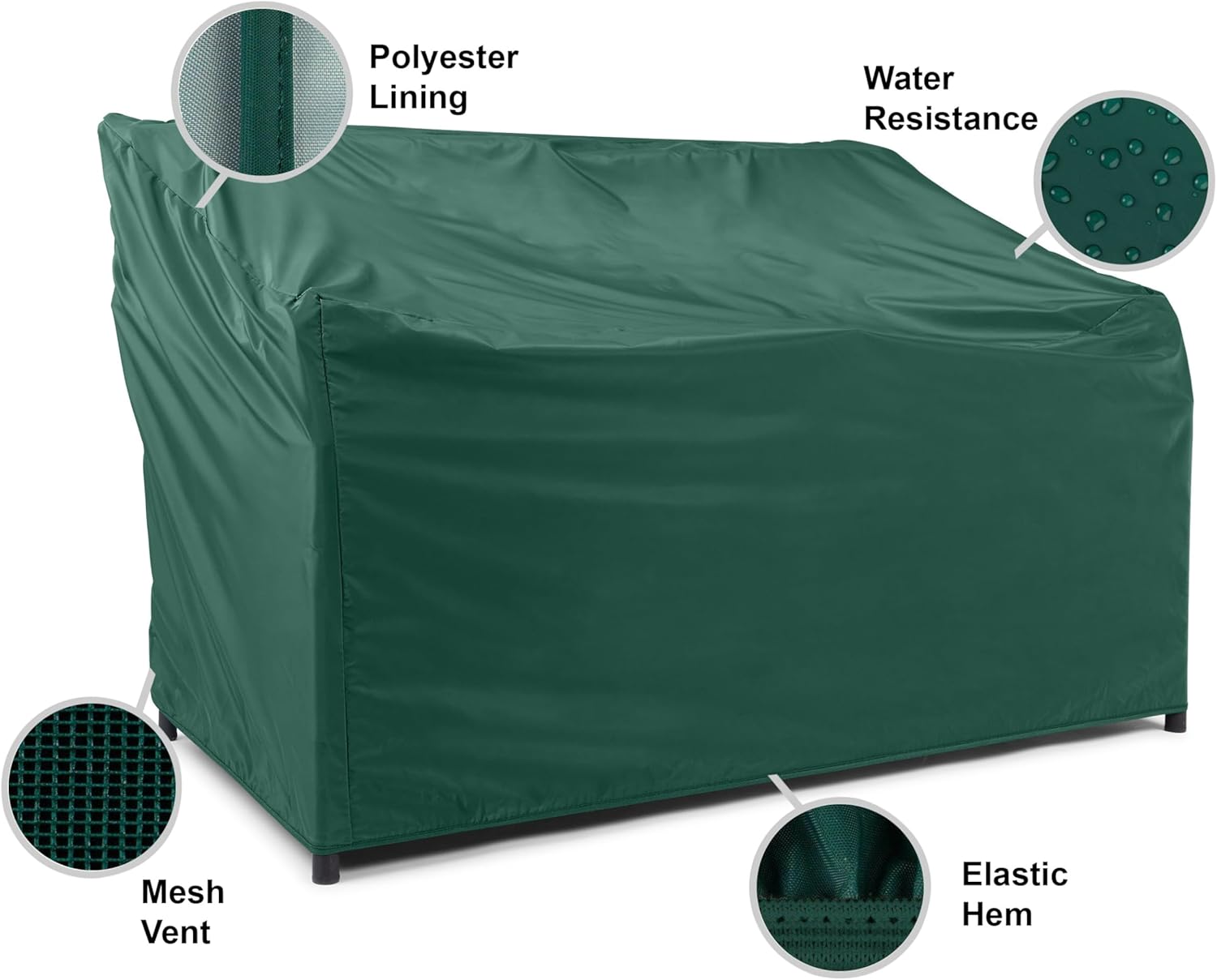 Detalle de Covermates Classic Outdoor Patio Sofa Cover — Heavy-Duty 12-Gauge Vinyl, 88W x 40D x 36H, Green