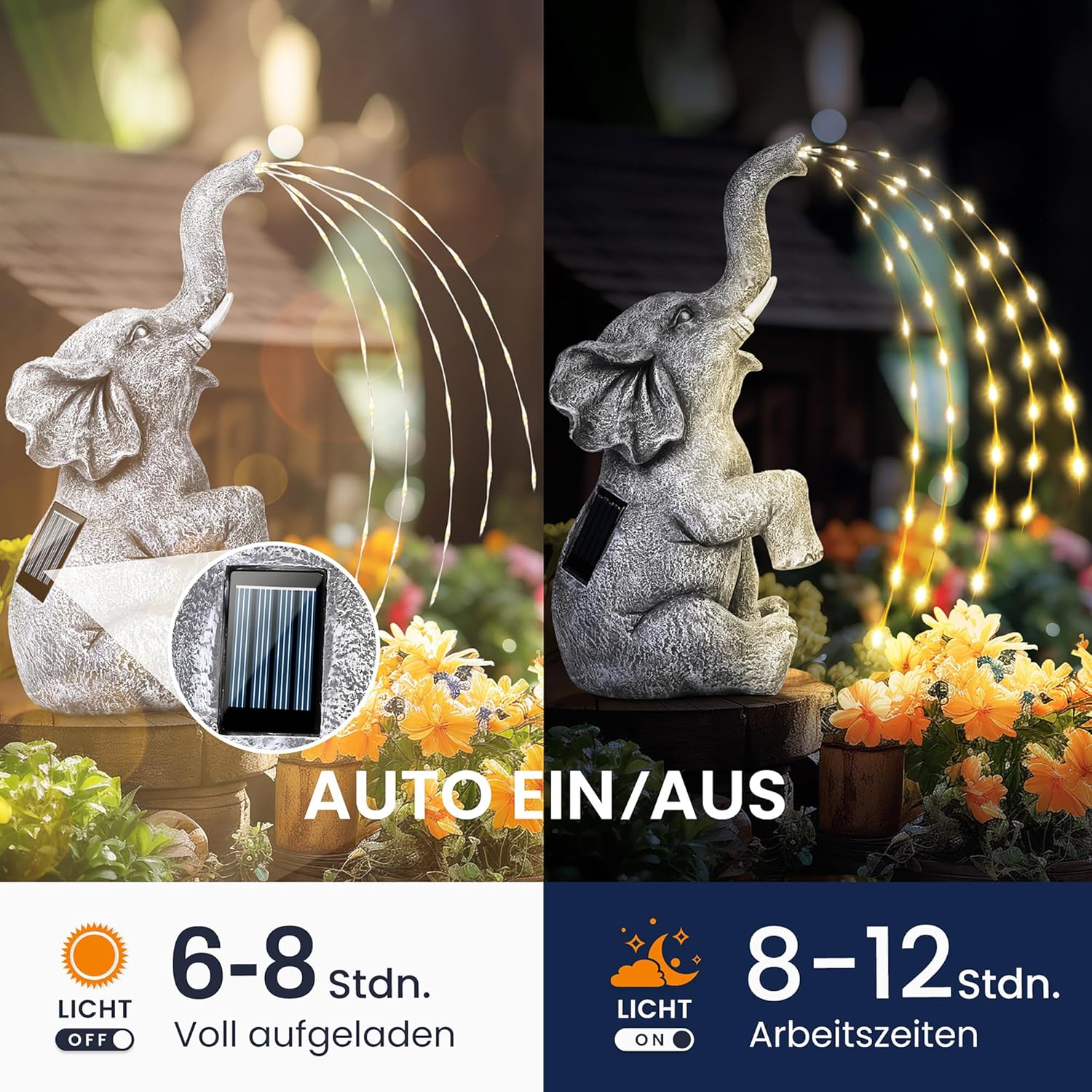 Thumbnail 2 de GIGALUMI Elefanten-Gartendeko mit Solar-LED-Wasser-Effekt – Aktualisierung
