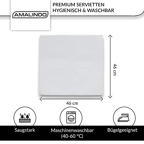 Detalle 2 de Amalindo Serviettes en tissu blanc 100 % coton lot de 12 ⚙