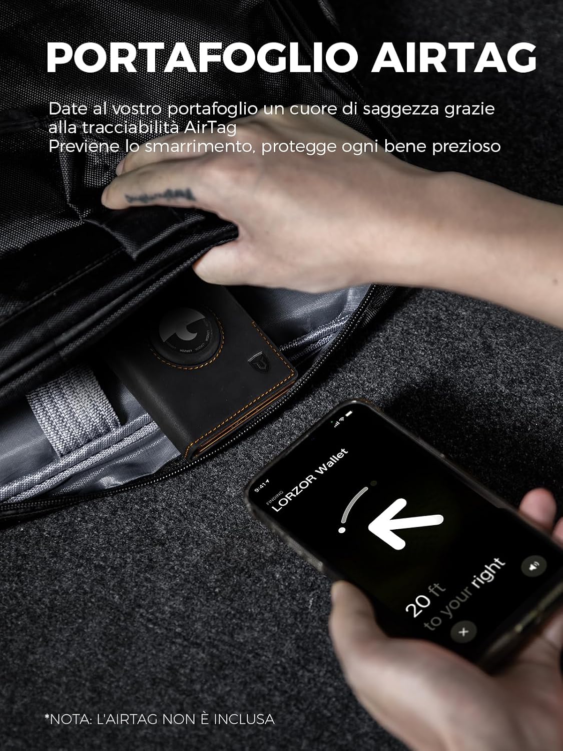 Thumbnail 5 de LORZOR Portafoglio Airtag Slim pelle 9,8 cm