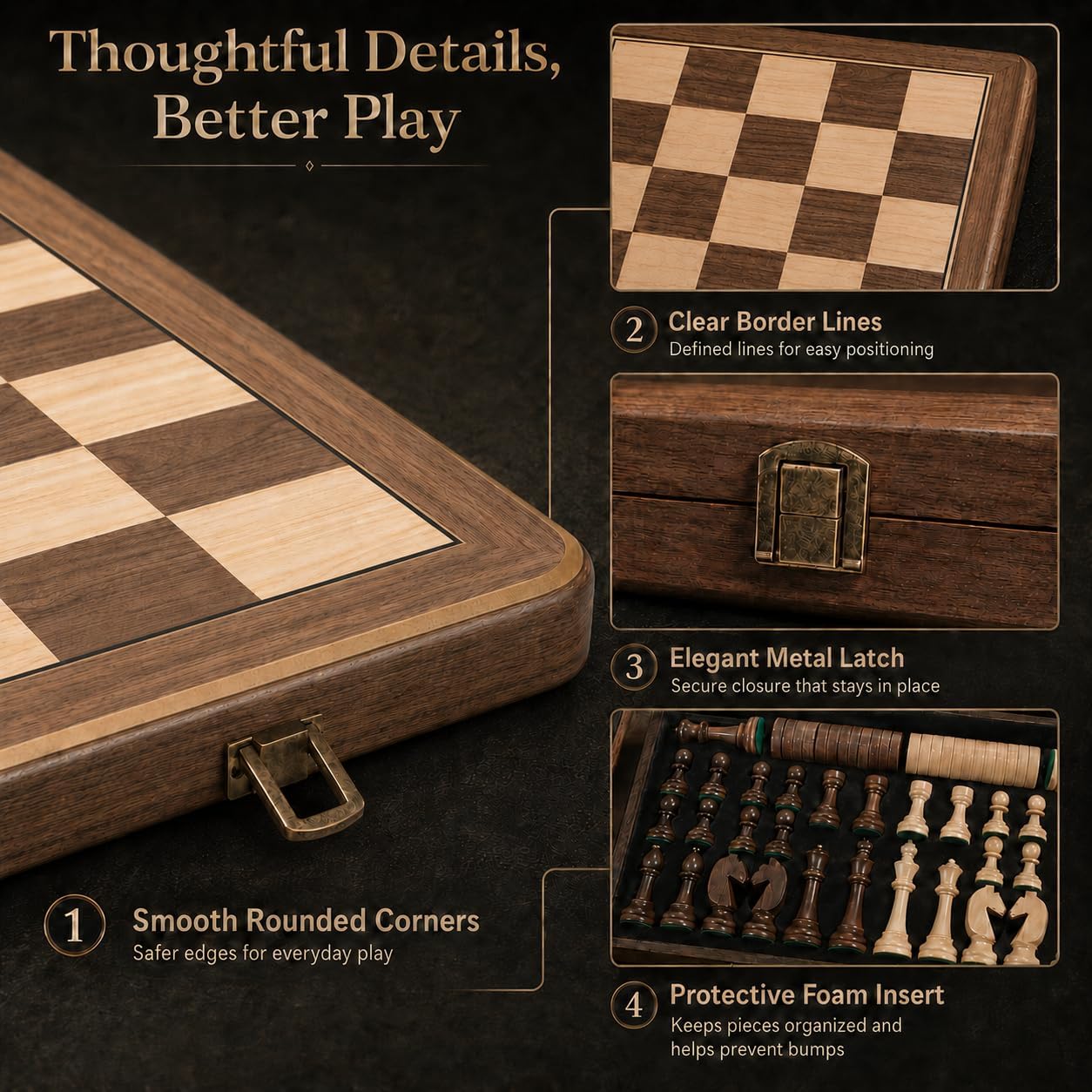 Thumbnail 4 de 15in Wooden Folding Chess Set Vintage