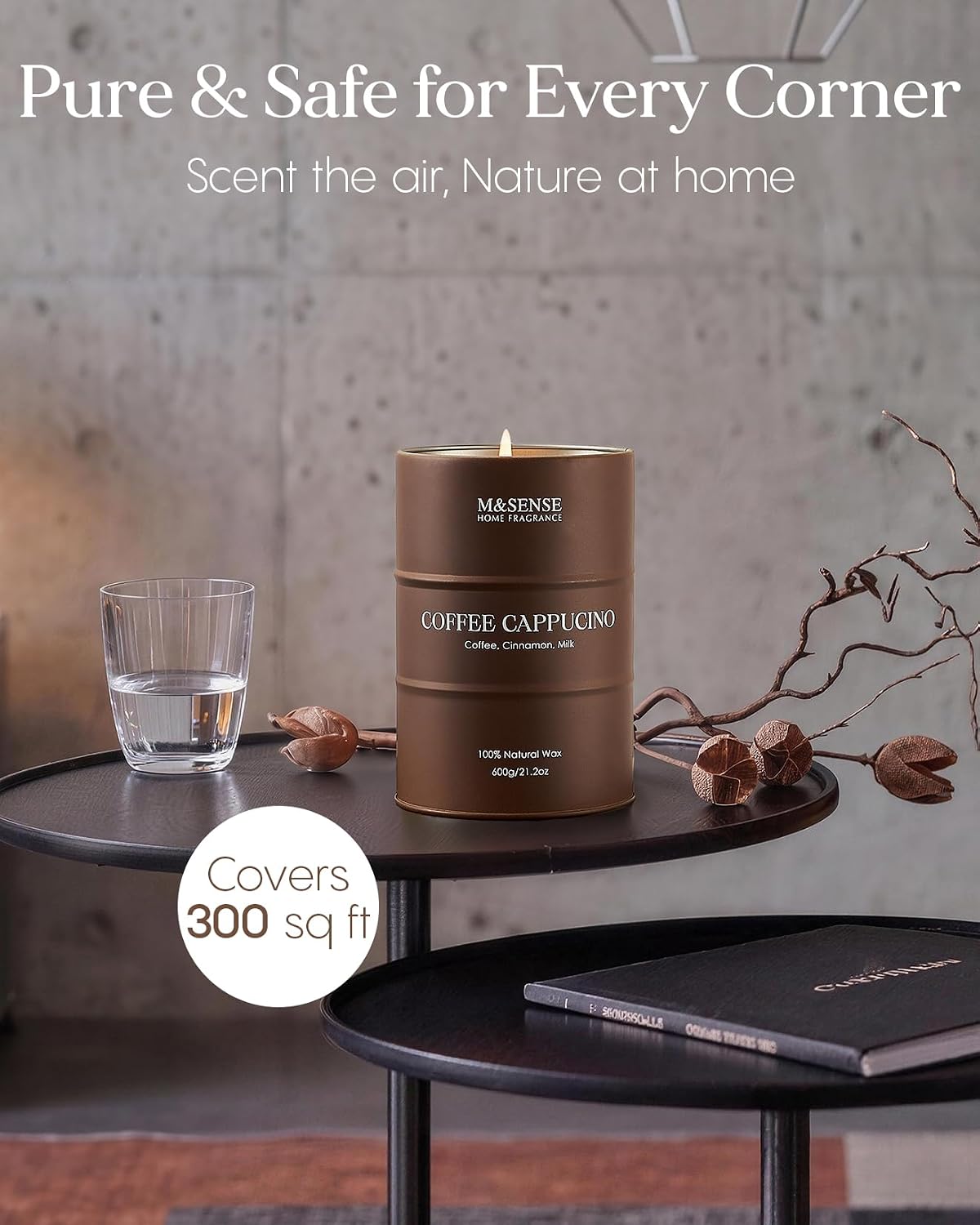Detalle 1 de M&SENSE MSTC0243L CoffeeCappuccino Soy Candle, 21.2 oz Tin