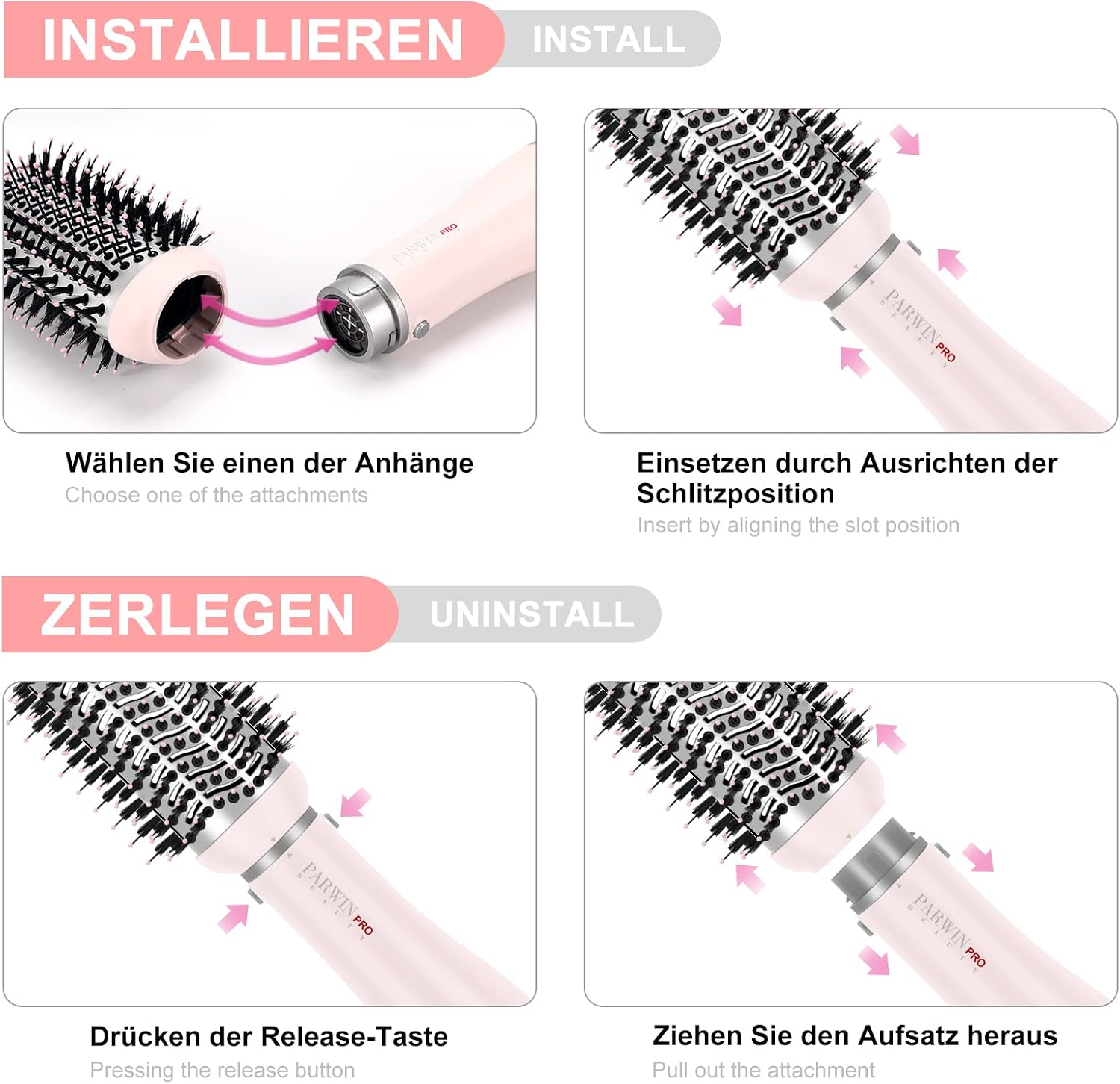 Thumbnail 6 de PARWIN PRO BEAUTY 4 in 1 Haartrockner Warmluftbürste Set – Styling, Glätten & Volumen in einem