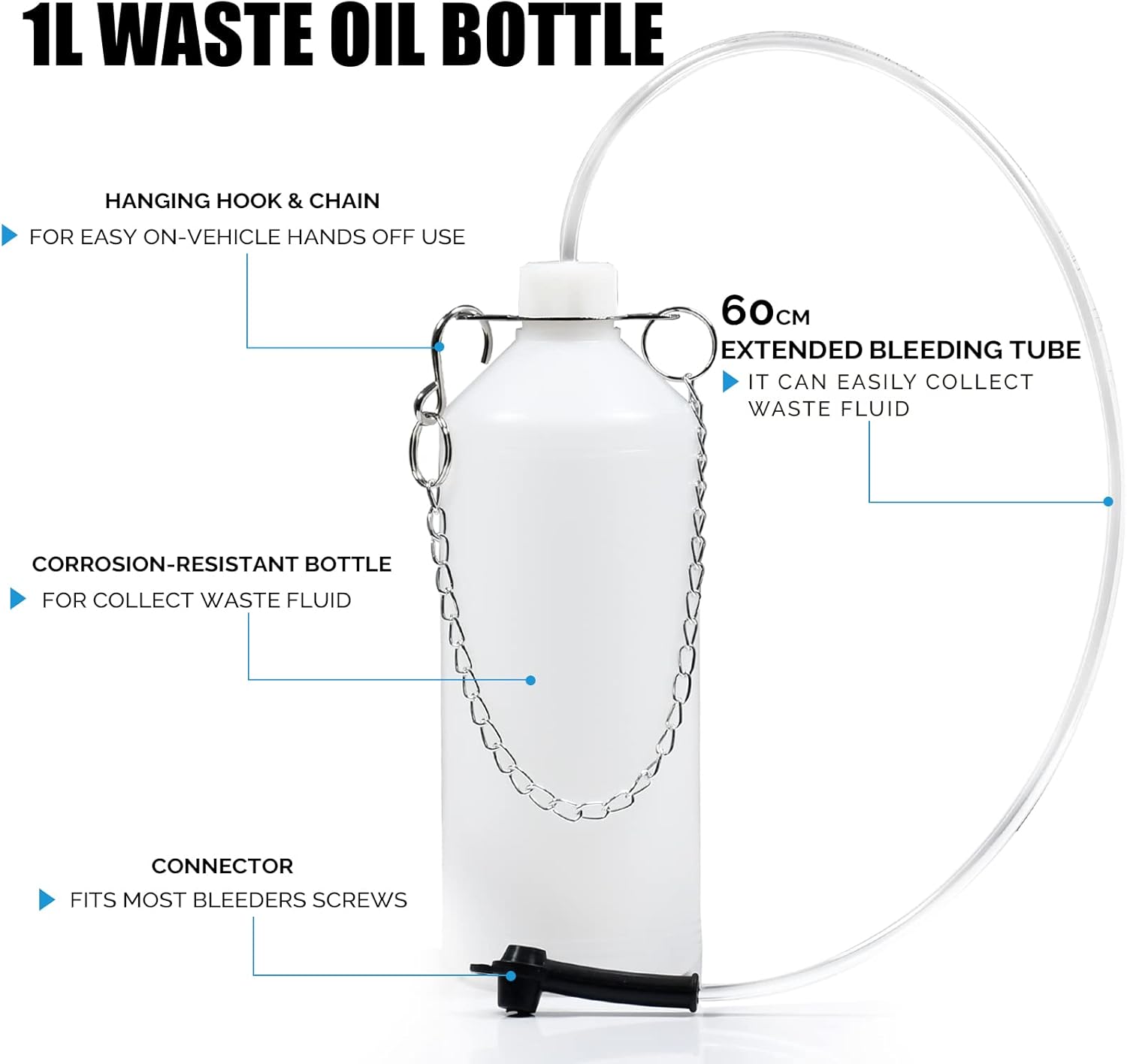 Detalle de SMOTIVEPRO Brake Bleeding Kit: 3L Manual Bleeder with 1L Bottle and E20 Master Cylinder Adapter