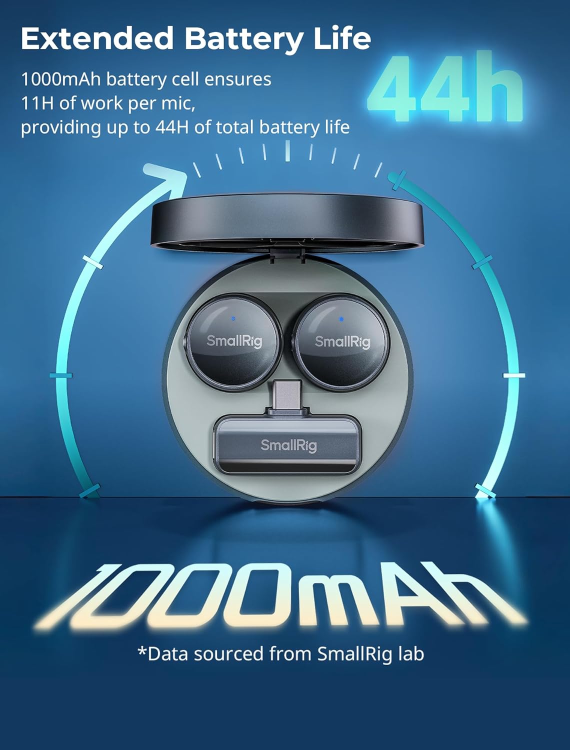 Thumbnail 3 de SmallRig S60 Microphone Lavalier sans fil avec USB-C pour iPhone et Android — Mini Mic, 44 h, réduction de bruit et gain réglable