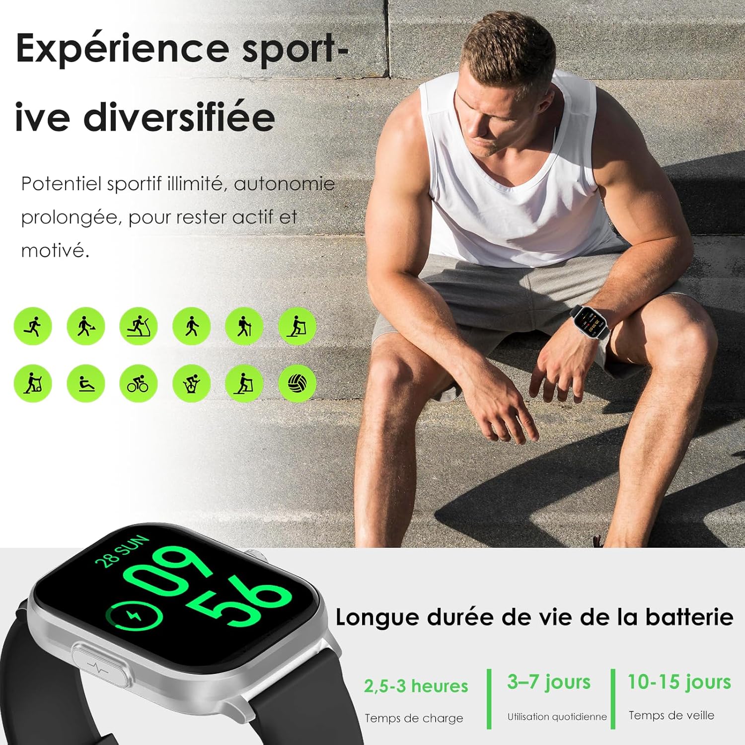 Thumbnail 5 de YYKY Montre Connectée Santé avec ECG, HRV et Pression artérielle – 2,01'' – Suivi 24h & Notifications