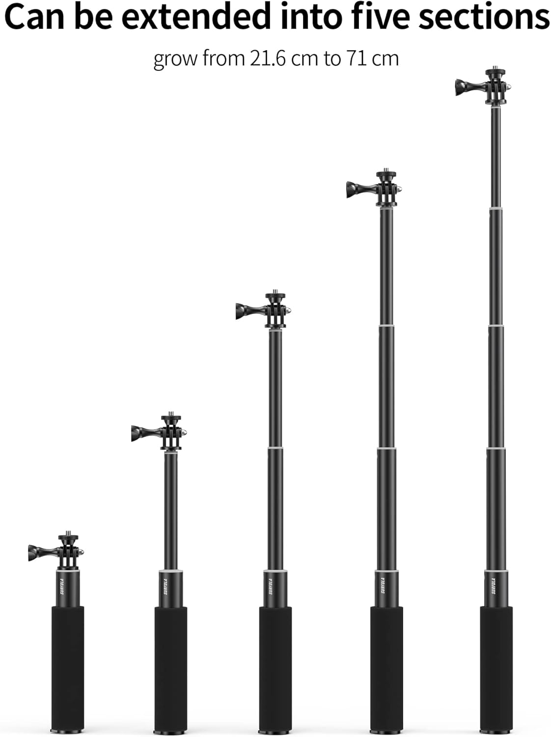 Thumbnail 2 de Surfola action camera selfie stick with twist-lock extension and wrist strap (compatible with Wolfang/tripod mounts)