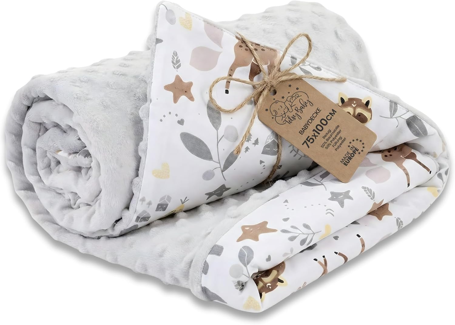 Thumbnail 6 de Totsy Baby babyfilt 75 × 100 cm, vändbar bomull och minkyfleece