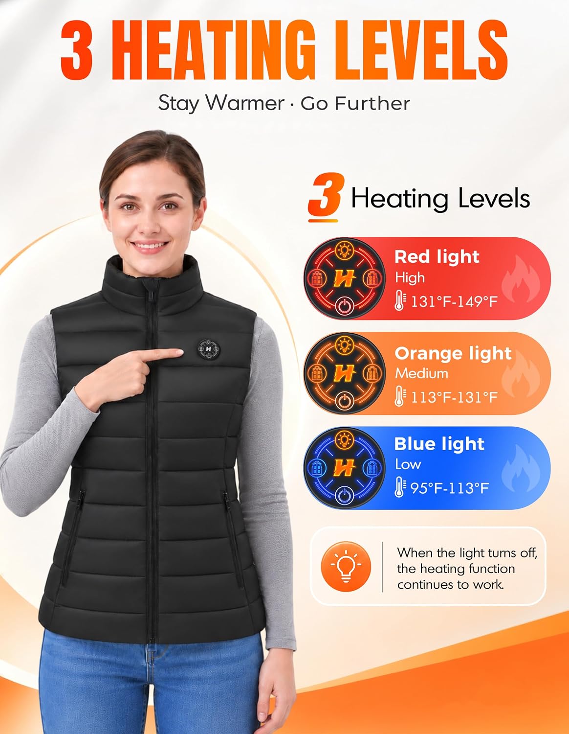 Detalle 1 de HOOHEAT Heated Vest for Women 16000mAh