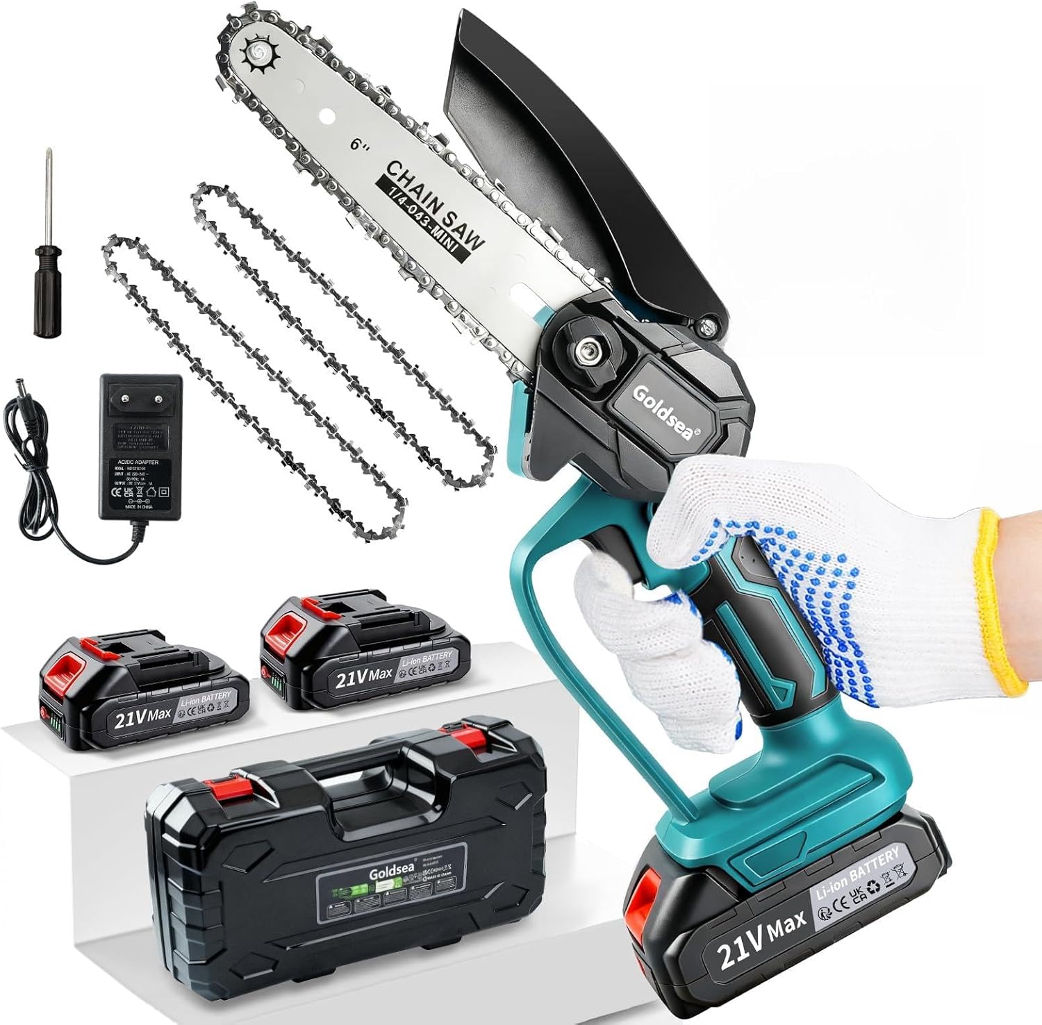 Goldsea Mini Akku-Kettensäge 18V für 6 Zoll