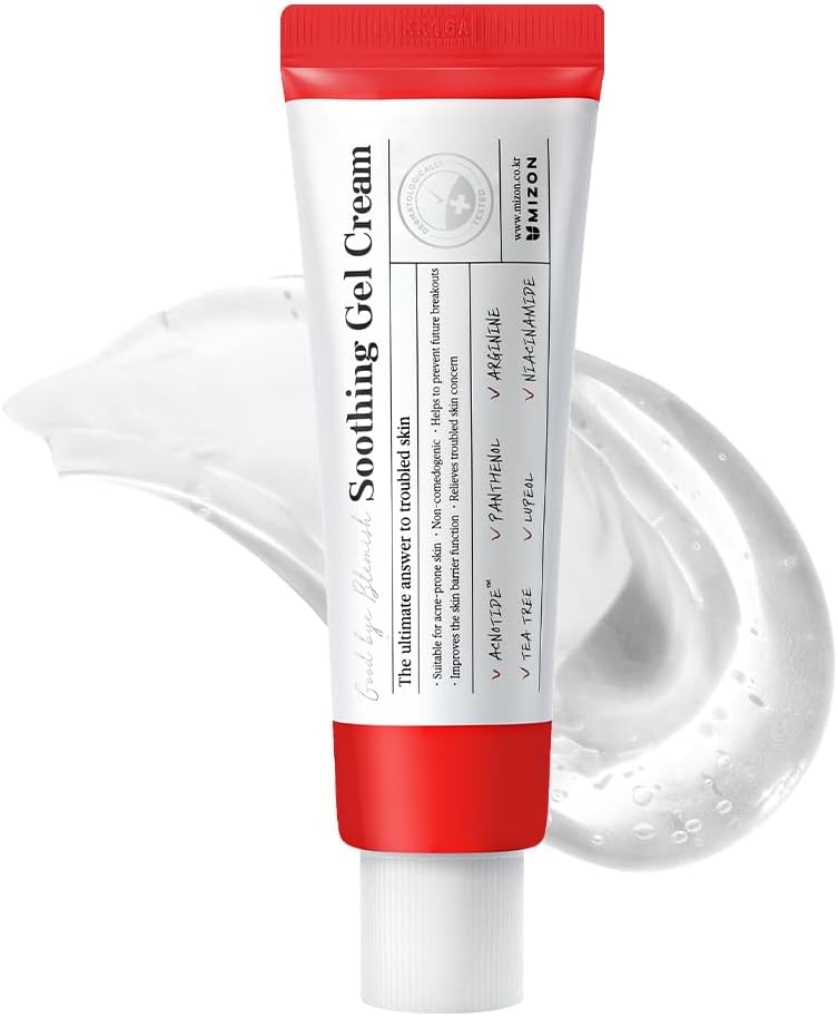 Detalle de MIZON Good Bye Blemish Soothing Gel Cream 55 ml, crema gel lenitiva per pelle grassa a tendenza acneica