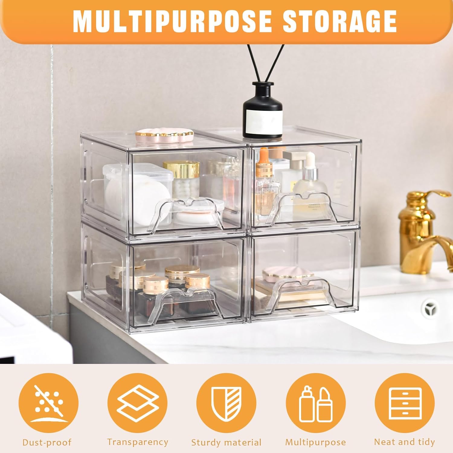 Thumbnail 5 de Stebopum 4Pack Acrylic Makeup Organiser 18.5cm