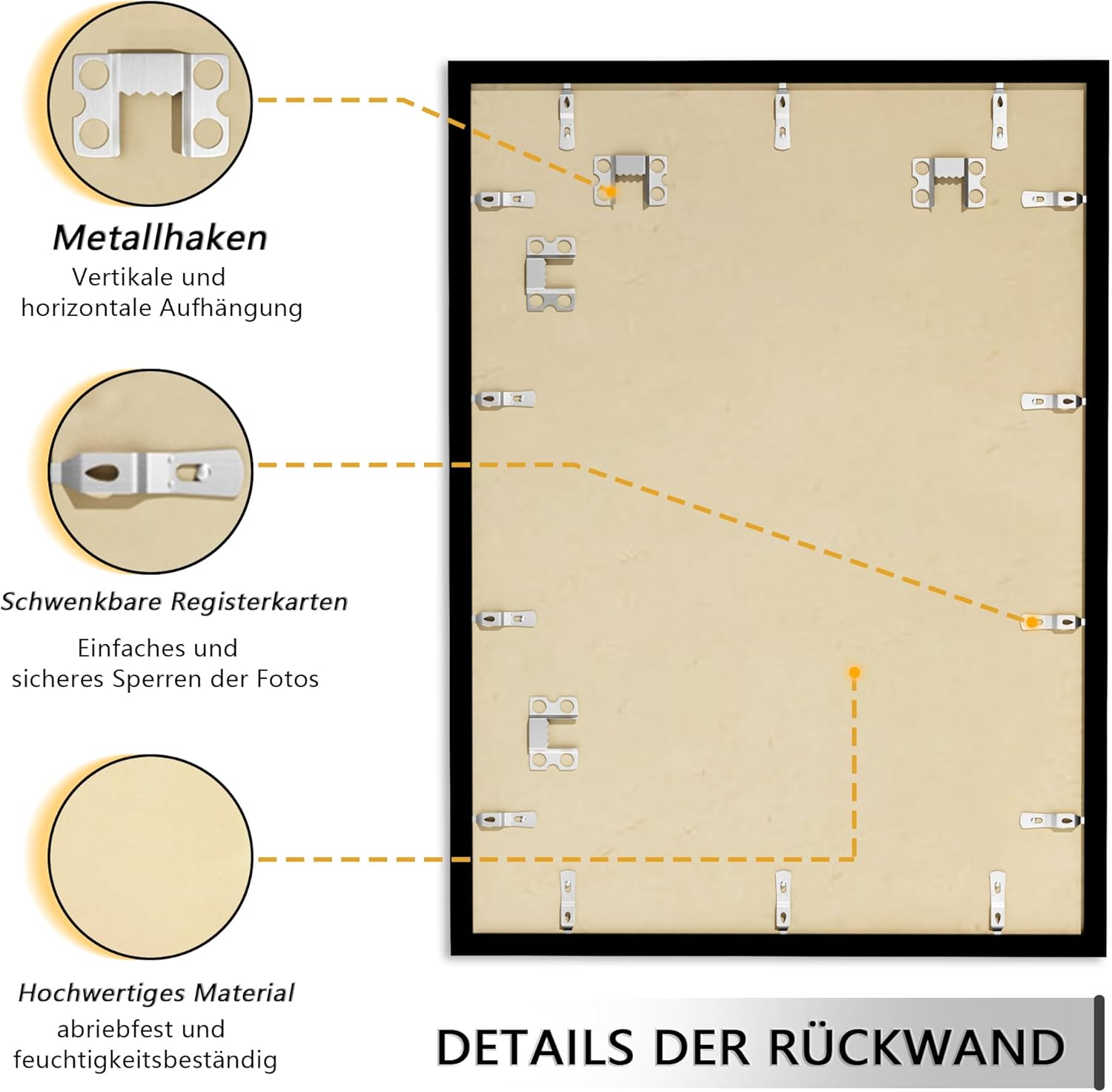 Thumbnail 6 de Tinkeps 3er-Pack A1 Bilderrahmen (59,4 x 84,1 cm) Schwarz – Holzwerkstoff mit Plexiglas