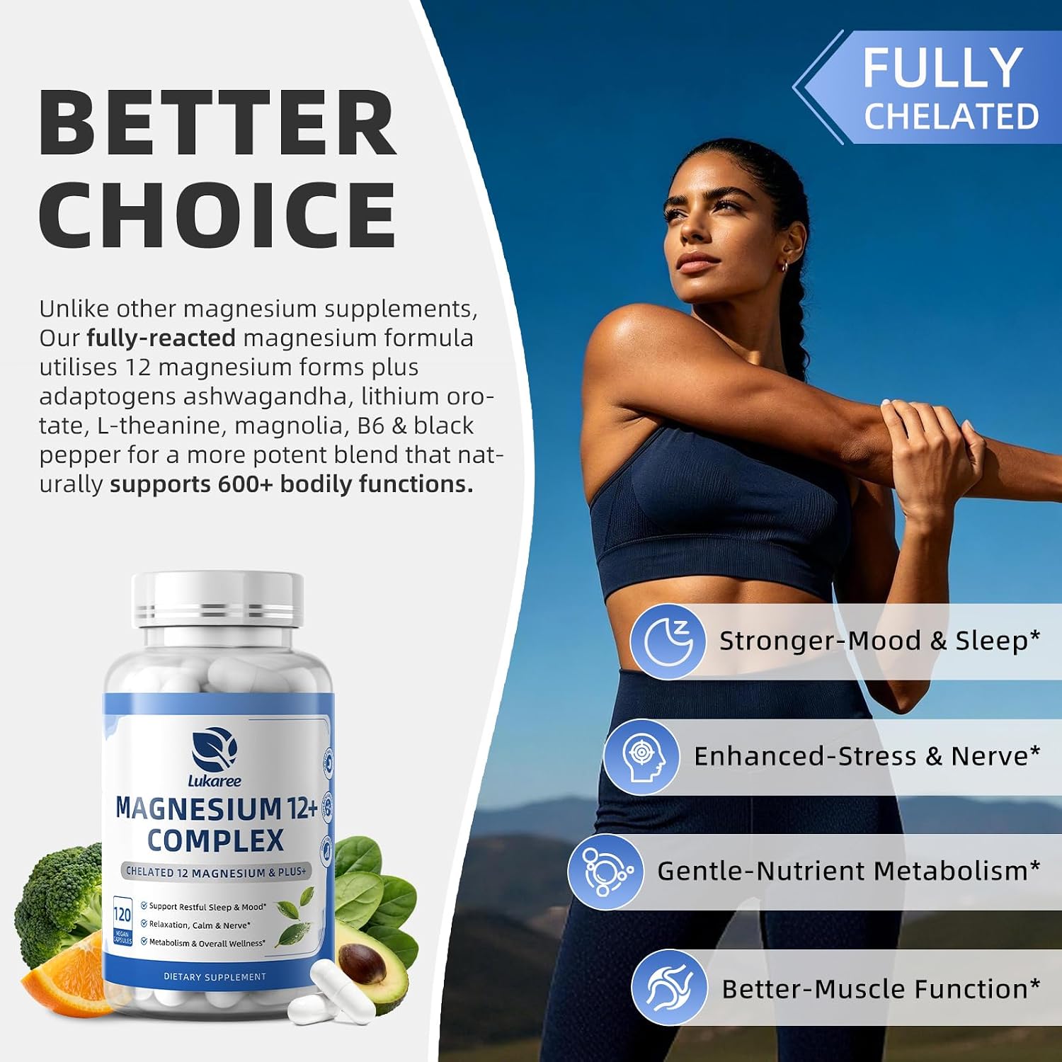 Detalle de Lukaree Magnesium Complex Supplement 120 Capsules