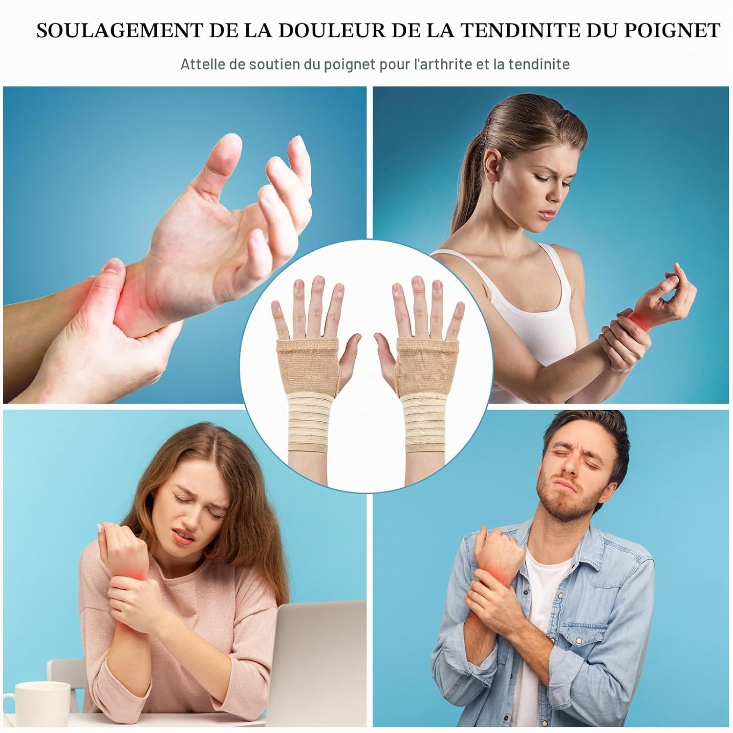 Thumbnail 6 de AOOWU verstelbare polsbandages, ademend en flexibel, zonder metalen strips