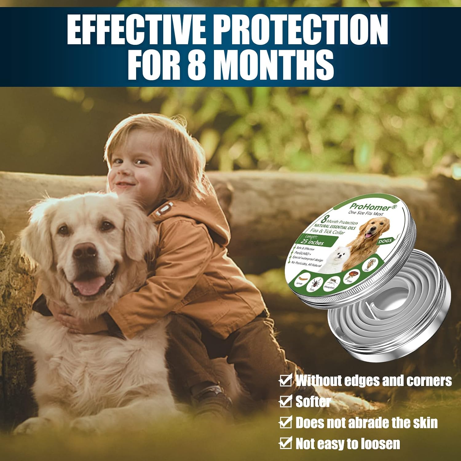 Thumbnail 2 de PROZADALAN [2 PCS] Collare Antipulci per Cane, 65 cm, Formula Naturale e Lavabile